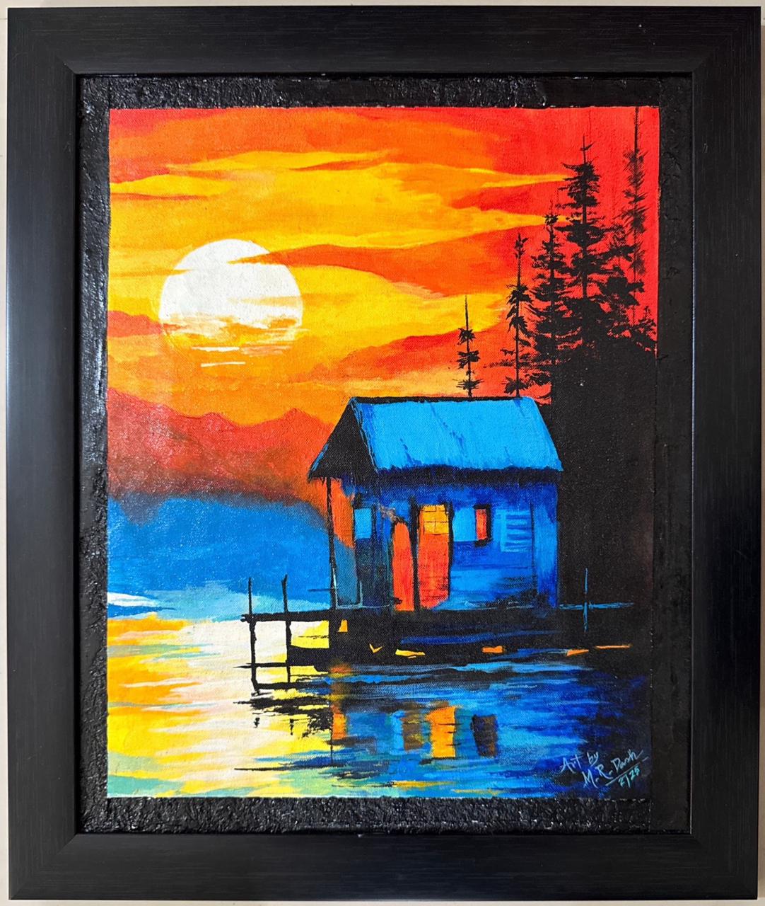 Sunset Serenity – Acrylic Canvas Painting 🌅